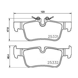brembo Premium Low-Met OE Equivalent Rear Brake Pads for Mini Cooper Clubman - P06094
