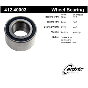 Centric Premium™ Front Passenger Side Double Row Wheel Bearing for 1987 Acura Integra - 412.40003