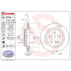 brembo UV Coated Series Vented Rear Brake Rotor for 2004 Mercedes-Benz S430 - 09.9738.11