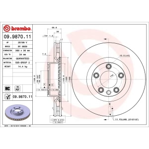 brembo UV Coated Series Vented Front Brake Rotor for 2008 Porsche Cayenne - 09.9870.11