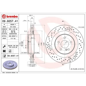 brembo UV Coated Series Drilled and Slotted Vented Rear Brake Rotor for Mercedes-Benz CLK63 AMG - 09.9257.41