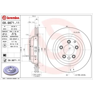 brembo UV Coated Series Vented Rear Brake Rotor for 2012 Porsche Cayenne - 09.9871.11