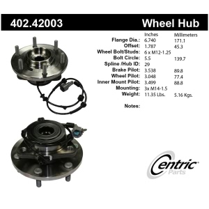 Centric Premium™ Front Driver Side Driven Wheel Bearing and Hub Assembly for 2008 Nissan Armada - 402.42003