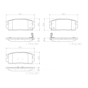 brembo Premium Ceramic Rear Disc Brake Pads for 2015 Chevrolet Captiva Sport - P10004N