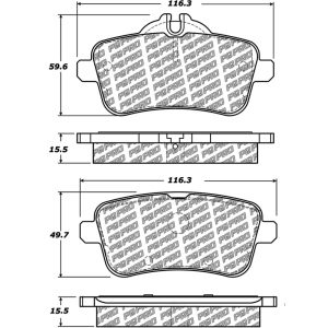 Centric Posi Quiet Pro™ Semi-Metallic Rear Disc Brake Pads for Mercedes-Benz ML63 AMG - 500.16302