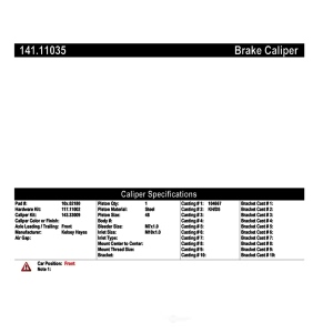 Centric Semi-Loaded Brake Caliper for 1986 Renault Encore - 141.11035