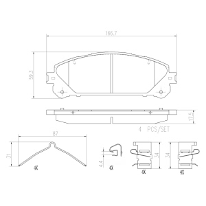 brembo Premium Ceramic Front Disc Brake Pads for Lexus NX200t - P83145N