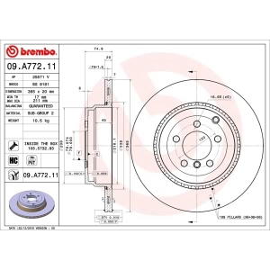 brembo UV Coated Series Rear Brake Rotor for 2010 Land Rover Range Rover - 09.A772.11