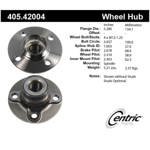 Centric Premium™ Rear Non-Driven Wheel Bearing and Hub Assembly for Nissan NX - 405.42004