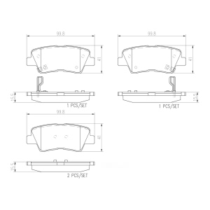 brembo Premium Ceramic Rear Disc Brake Pads for 2009 Hyundai Sonata - P30047N