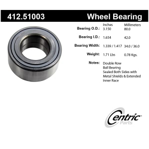 Centric Premium™ Wheel Bearing for 2008 Hyundai Tiburon - 412.51003