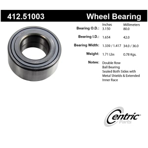 Centric Premium™ Wheel Bearing for 2006 Hyundai Tiburon - 412.51003