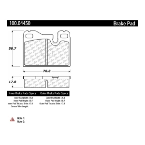 Centric Formula 100 Series™ OEM Brake Pads for Porsche 924 - 100.04450