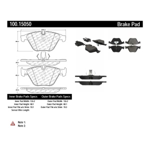 Centric Formula 100 Series™ OEM Brake Pads for 2015 BMW 528i - 100.15050
