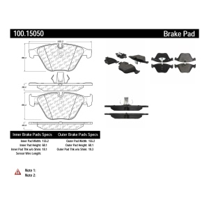 Centric Formula 100 Series™ OEM Brake Pads for 2017 BMW 640i xDrive Gran Coupe - 100.15050