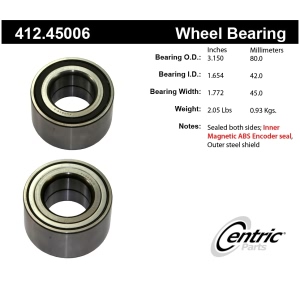 Centric Premium™ Front Passenger Side Wheel Bearing for 2006 Jaguar Super V8 - 412.45006