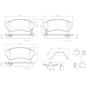 brembo Premium Ceramic Front Disc Brake Pads for Mercury - P49039N