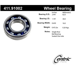 Centric Premium™ Rear Driver Side Inner Single Row Wheel Bearing for 1984 Nissan Maxima - 411.91002