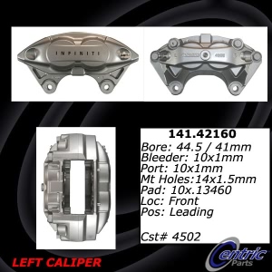Centric Semi-Loaded Brake Caliper for 2014 Infiniti QX70 - 141.42160