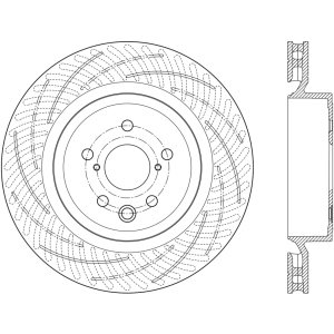 Centric SportStop Slotted 1-Piece Rear Driver Side Brake Rotor for 2020 Lexus RC F - 126.44194