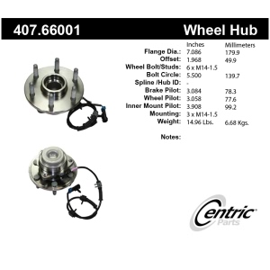 Centric Premium™ Wheel Bearing And Hub Assembly for GMC Safari - 407.66001