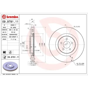 brembo UV Coated Series Front Brake Rotor for 2008 Ford Mustang - 09.9781.11