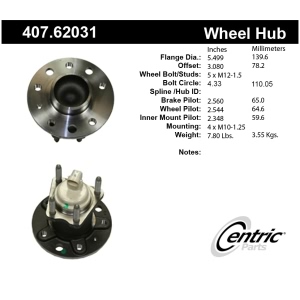 Centric Premium™ Wheel Bearing And Hub Assembly for Saturn LW300 - 407.62031