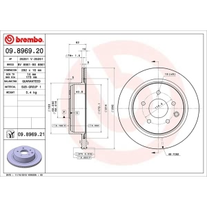 brembo UV Coated Series Rear Brake Rotor for Nissan Rogue - 09.8969.21