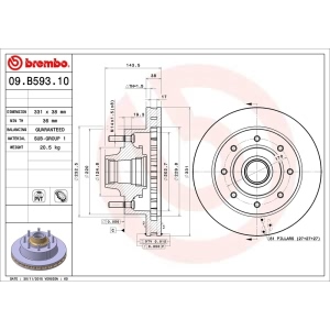 brembo UV Coated Series Front Brake Rotor for 2004 Ford Excursion - 09.B593.10