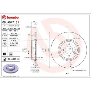 brembo UV Coated Series Vented Front Brake Rotor for 2007 Mini Cooper - 09.A047.31