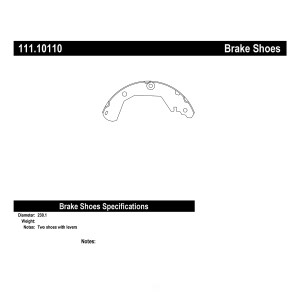 Centric Premium Rear Drum Brake Shoes for 2017 Chevrolet Sonic - 111.10110