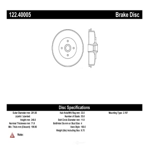 Centric Premium™ Brake Drum for Honda Civic - 122.40005
