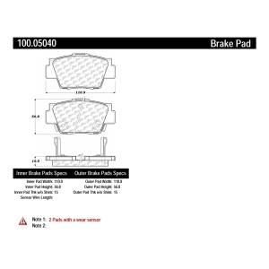 Centric Formula 100 Series™ OEM Brake Pads for Acura NSX - 100.05040