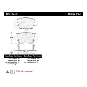 Centric Formula 100 Series™ OEM Brake Pads for 1995 Acura NSX - 100.05040