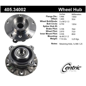 Centric Premium™ Wheel Bearing And Hub Assembly for 2002 BMW 540i - 405.34002