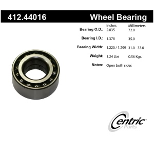 Centric Premium™ Front Driver Side Double Row Wheel Bearing for 1985 Toyota Tercel - 412.44016