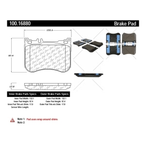 Centric Formula 100 Series™ OEM Brake Pads for 2016 Mercedes-Benz SL400 - 100.16880