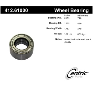 Centric Premium™ Front Driver Side Double Row Wheel Bearing for 1995 Mercury Mystique - 412.61000