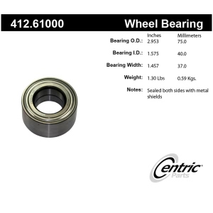 Centric Premium™ Front Driver Side Double Row Wheel Bearing for 2000 Mercury Mystique - 412.61000