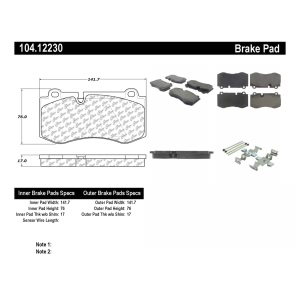 Centric Posi Quiet™ Semi-Metallic Front Disc Brake Pads for Mercedes-Benz S450 - 104.12230
