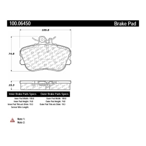 Centric Formula 100 Series™ OEM Brake Pads for 1998 Mercedes-Benz C230 - 100.06450