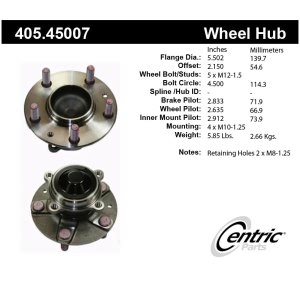 Centric Premium™ Front Passenger Side Non-Driven Wheel Bearing and Hub Assembly for Mazda MX-5 Miata - 405.45007