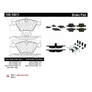 Centric Formula 100 Series™ OEM Brake Pads for 2009 BMW 128i - 100.10611