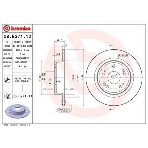 brembo UV Coated Series Solid Rear Brake Rotor for 2012 Acura TSX - 08.B271.11
