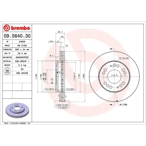 brembo OE Replacement Vented Front Brake Rotor for 2003 Chrysler Sebring - 09.5640.30