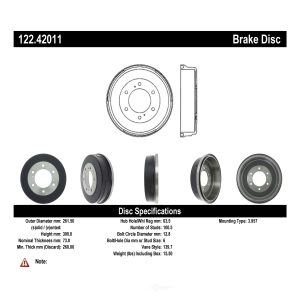 Centric Premium™ Brake Drum for 1990 Nissan Pathfinder - 122.42011
