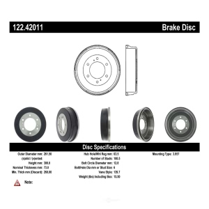 Centric Premium™ Brake Drum for 1992 Nissan D21 - 122.42011