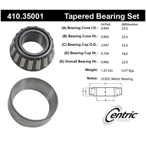 Centric Premium™ Front Driver Side Outer Wheel Bearing and Race Set for Mercedes-Benz - 410.35001