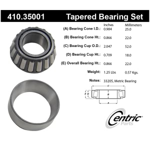 Centric Premium™ Front Driver Side Outer Wheel Bearing and Race Set for 1997 Mercedes-Benz S600 - 410.35001