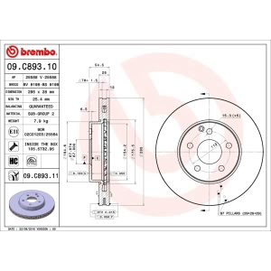 brembo UV Coated Series Vented Front Brake Rotor for 2009 Mercedes-Benz E350 - 09.C893.11